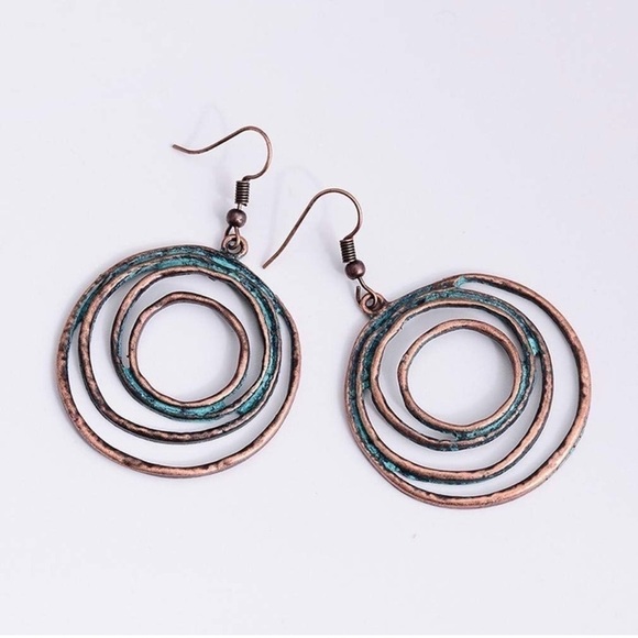 Multilayered Copper Circular Drop Earrings - Picture 3 of 4